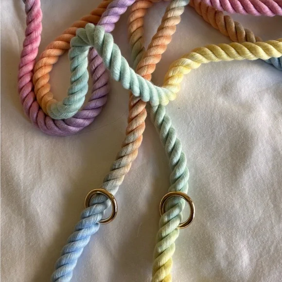 NEW Multicolor Rope Dog Leash with Gold Clips - Picture 7 of 9